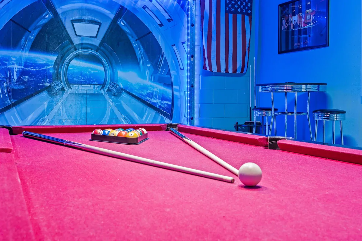 Air hockey in the game room
